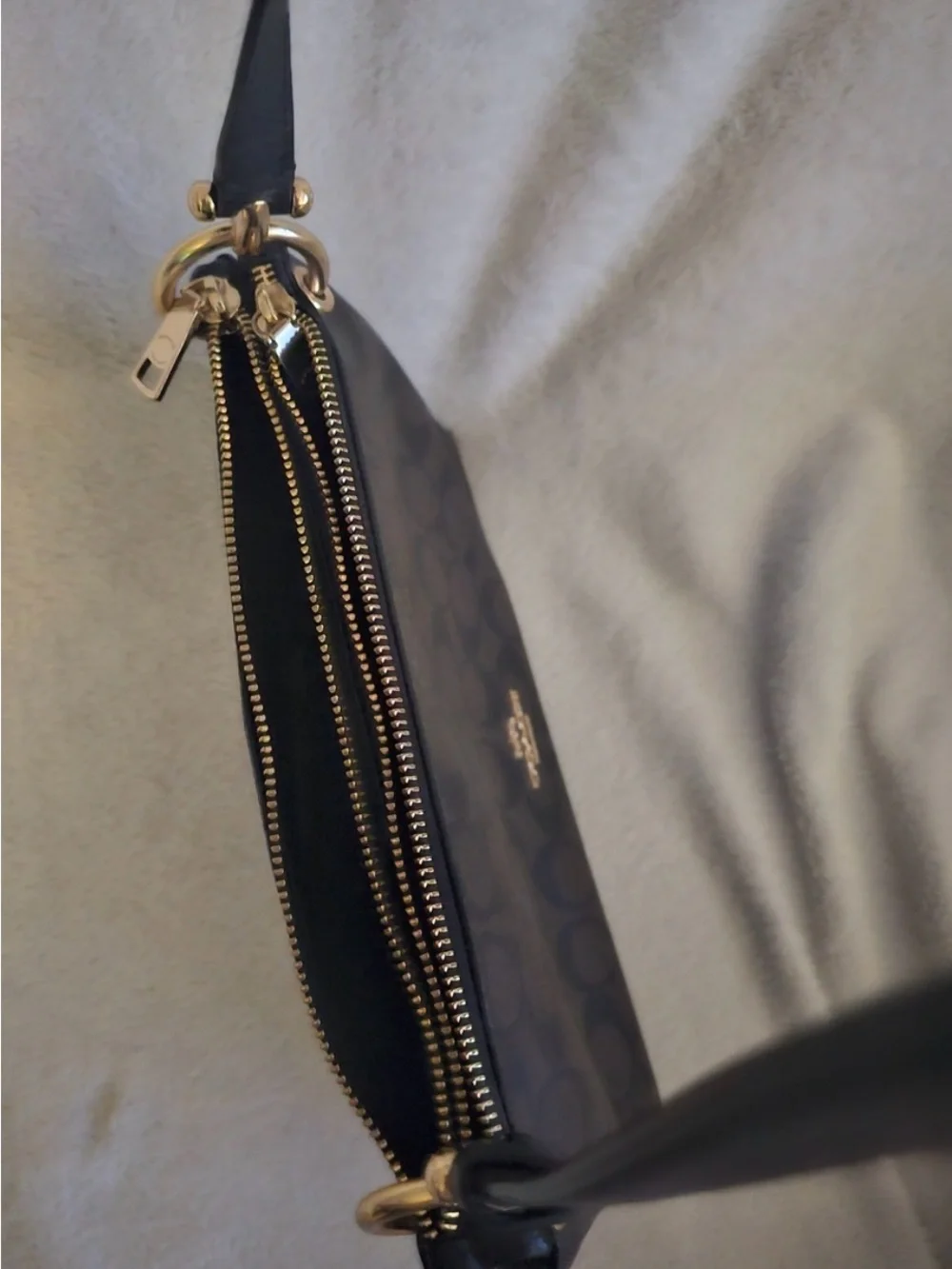 Coach Black Signature Canvas Crossbody Bag with Gold Hardware